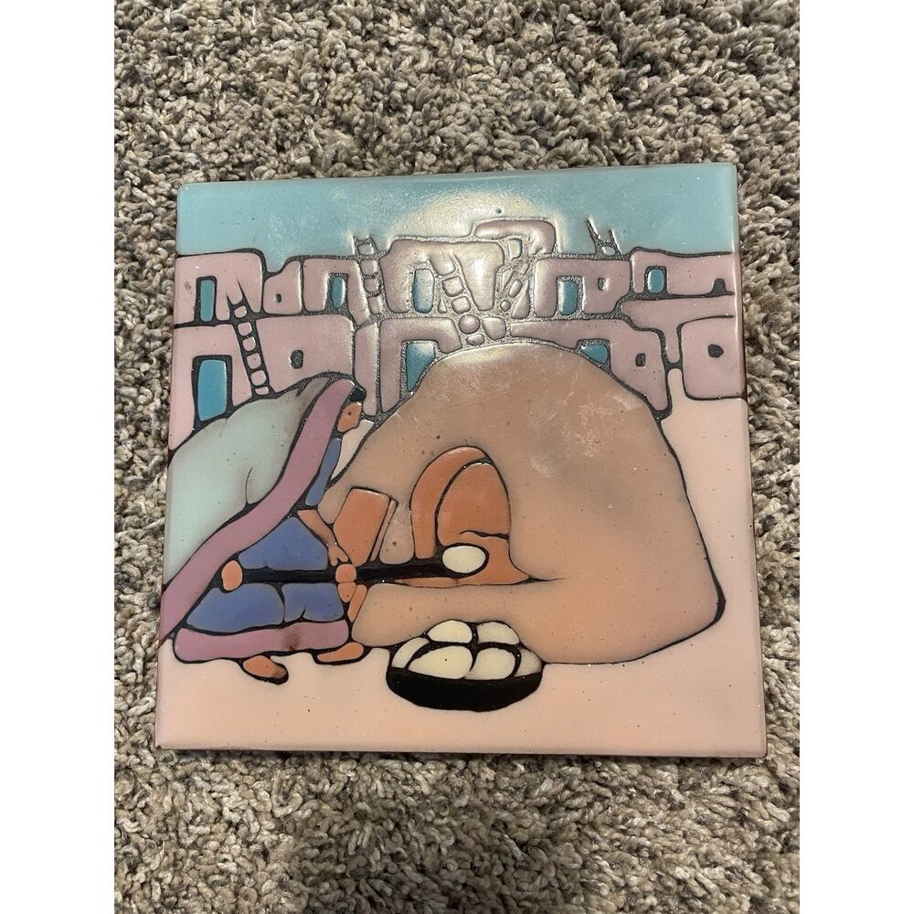 Mag Mor Studio Southwest Ceramic Art 6” Tile Wall Decor Hot Plate Trivet